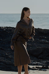 Silk Blend Slip Skirt in Mocha