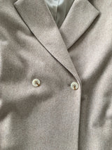 Wool Cashmere Belted Long Coat in Biscuit