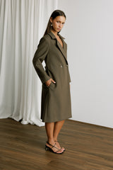 Wool Cashmere Belted Long Coat in Chocolate