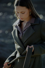 Wool Cashmere Belted Long Coat