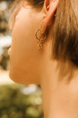 Colette Gold Rose Charm Hoop Earrings