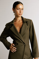 Wool Cashmere Belted Long Coat in Chocolate