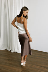 Silk Blend Slip Skirt in Mocha