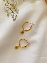 Colette Gold Rose Charm Hoop Earrings