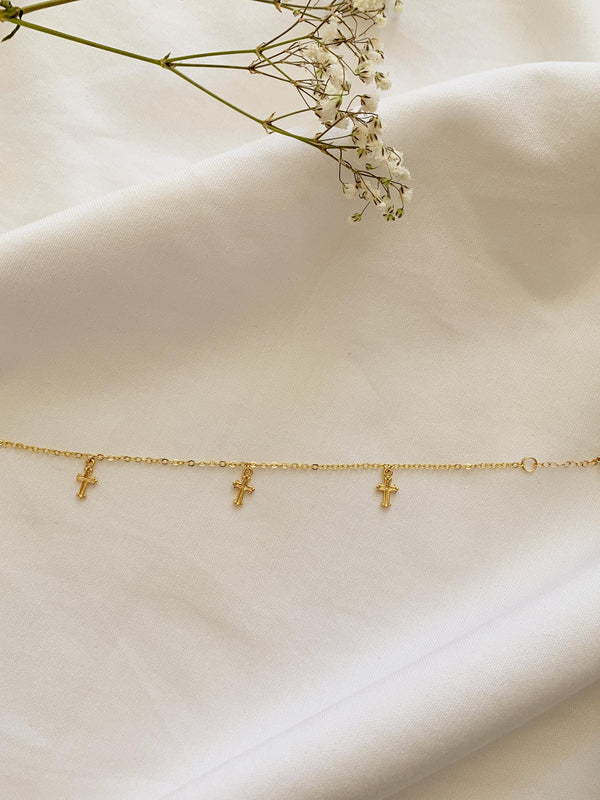 Esmeralda Gold Cross Charm Bracelet