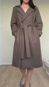 Wool Cashmere Belted Long Coat