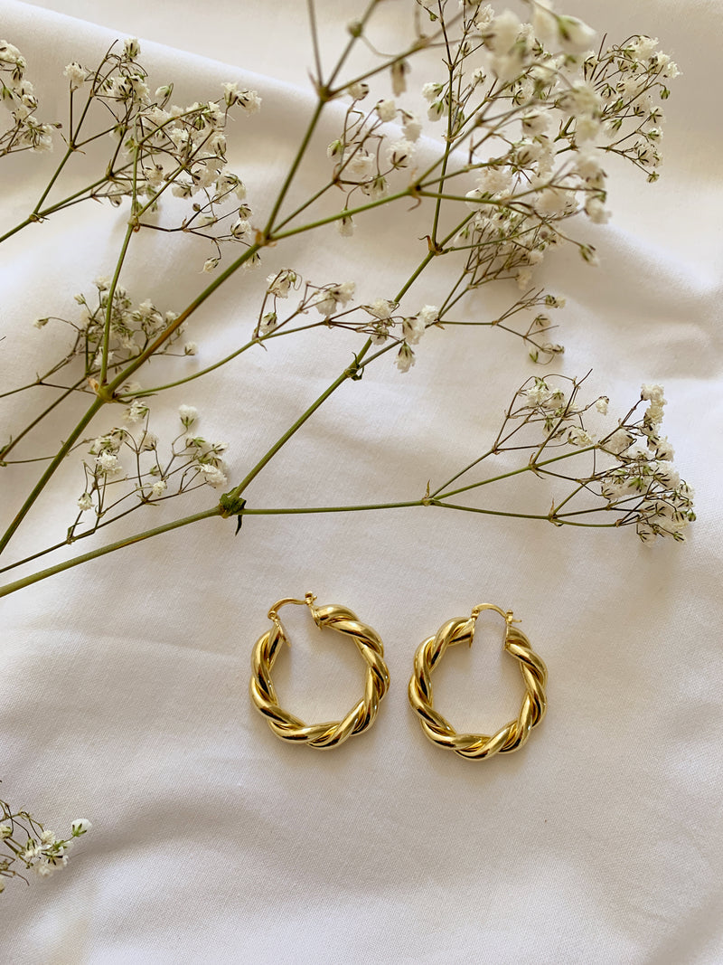 Vivienne Large Twisted Gold Hoop Earrings